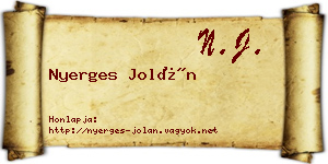 Nyerges Jolán névjegykártya