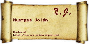 Nyerges Jolán névjegykártya